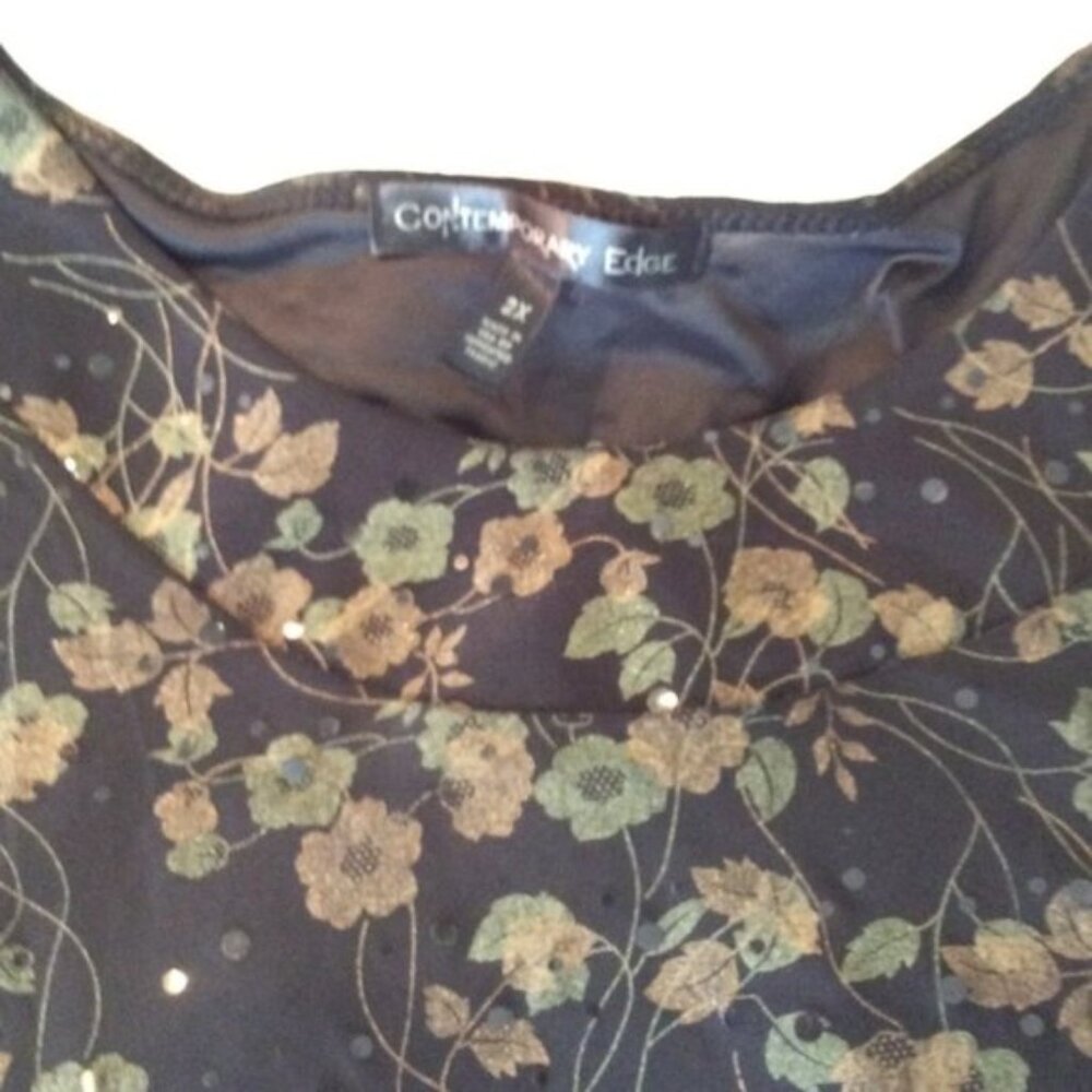Dressy blouse in browns with beads Size 2X - Picture 4 of 5